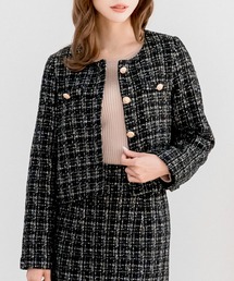 Julia Boutique | ミックスツイード生地ノーカラージャケット(ノーカラージャケット)
