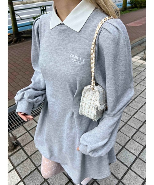 PHILLY（フィリー）の「【PHILLY】ウエストタック襟付きワンピース（ワンピース・レディース・グレー/ブラック・FREE）」の14枚目の写真
