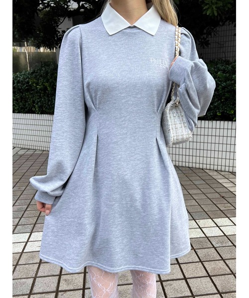 PHILLY（フィリー）の「【PHILLY】ウエストタック襟付きワンピース（ワンピース・レディース・グレー/ブラック・FREE）」の15枚目の写真