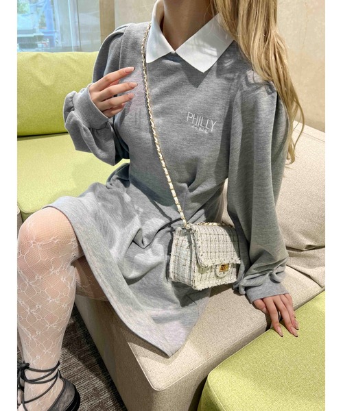 PHILLY（フィリー）の「【PHILLY】ウエストタック襟付きワンピース（ワンピース・レディース・グレー/ブラック・FREE）」の19枚目の写真