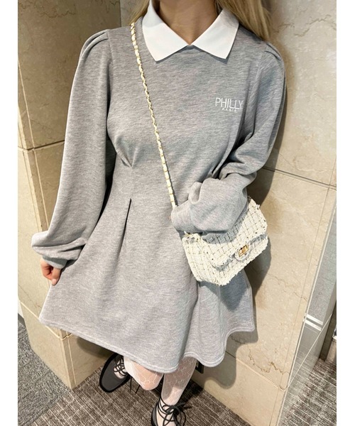 PHILLY（フィリー）の「【PHILLY】ウエストタック襟付きワンピース（ワンピース・レディース・グレー/ブラック・FREE）」の21枚目の写真