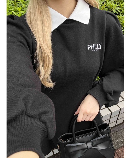 PHILLY（フィリー）の「【PHILLY】ウエストタック襟付きワンピース（ワンピース・レディース・グレー/ブラック・FREE）」の7枚目の写真