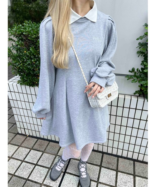 PHILLY（フィリー）の「【PHILLY】ウエストタック襟付きワンピース（ワンピース・レディース・グレー/ブラック・FREE）」の9枚目の写真