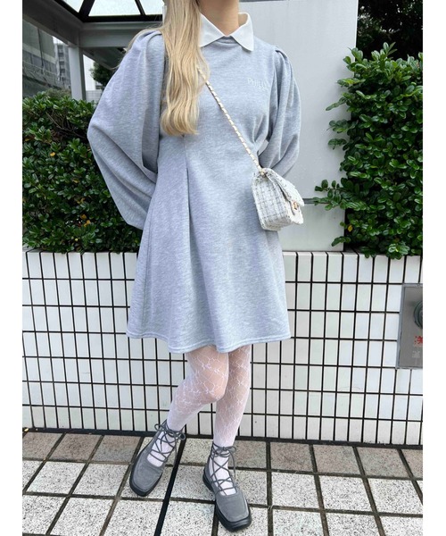 PHILLY（フィリー）の「【PHILLY】ウエストタック襟付きワンピース（ワンピース・レディース・グレー/ブラック・FREE）」の10枚目の写真