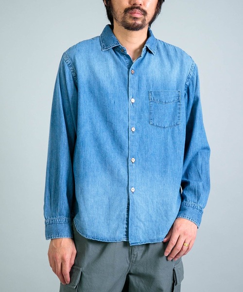 OMNIGODデニムシャツ OMNIGOD mens / オムニゴッド] 5.5oz デニム スプレッドカラー