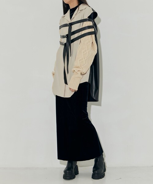 tanakadaisuke/タナカダイスケ】knit sleeve faux leather shirt tanakadaisuke/タナカダイスケ】knit sleeve faux leather shirt