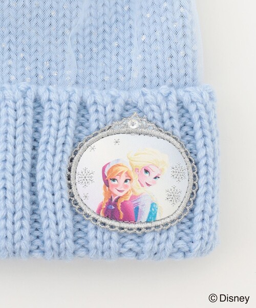 ANY(エニィ)の「【ディズニー/FROZEN】ワッペン付きニット帽(ニットキャップ/ビーニー・キッズ・ホワイト系/サックスブルー系・56/54)」の4枚目の写真