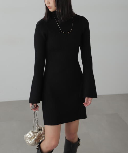 FREE'S MART（フリーズマート）の「◆ボトルネックリブニットミニワンピース（ワンピース・レディース・ホワイト系その他/グレー/ブラック・FREE）」の9枚目の写真