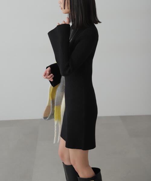 FREE'S MART（フリーズマート）の「◆ボトルネックリブニットミニワンピース（ワンピース・レディース・ホワイト系その他/グレー/ブラック・FREE）」の6枚目の写真