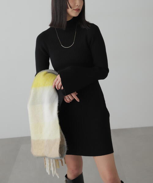 FREE'S MART（フリーズマート）の「◆ボトルネックリブニットミニワンピース（ワンピース・レディース・ホワイト系その他/グレー/ブラック・FREE）」の5枚目の写真