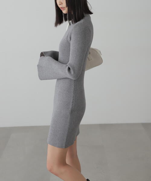FREE'S MART（フリーズマート）の「◆ボトルネックリブニットミニワンピース（ワンピース・レディース・ホワイト系その他/グレー/ブラック・FREE）」の22枚目の写真