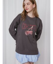 CALNAMUR | CRASH CHERRY PRINT BIG SWEAT/クラッシュチェリープリントビッグスウェット(スウェット)