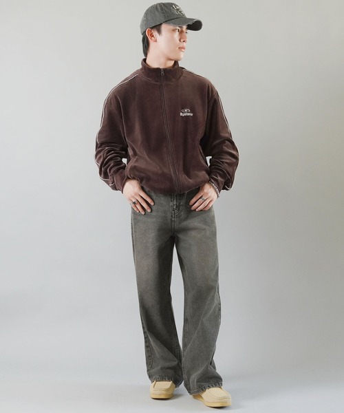 SPINNS（スピンズ）の「ワンポイントベロアジップパーカー/パイピングデザイン（ジャージ・メンズ・ブラウン/ワイン/ネイビー/ベージュ・ONESIZE）」の5枚目の写真