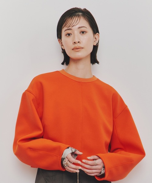 UNITED TOKYO（ユナイテッドトウキョウ）の「【残りわずか！】ボンディングカットプルオーバー｜ウォッシャブル/スウェット/春服（スウェット・レディース・アイボリー/ブラック/オレンジ・FREE）」の3枚目の写真