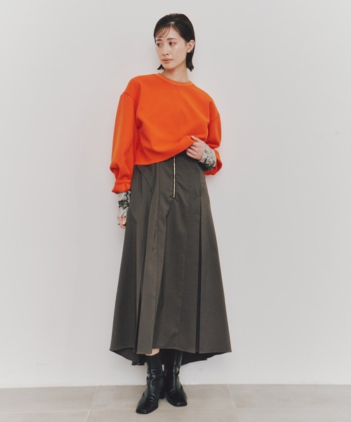 UNITED TOKYO（ユナイテッドトウキョウ）の「【残りわずか！】ボンディングカットプルオーバー｜ウォッシャブル/スウェット/春服（スウェット・レディース・アイボリー/ブラック/オレンジ・FREE）」の12枚目の写真