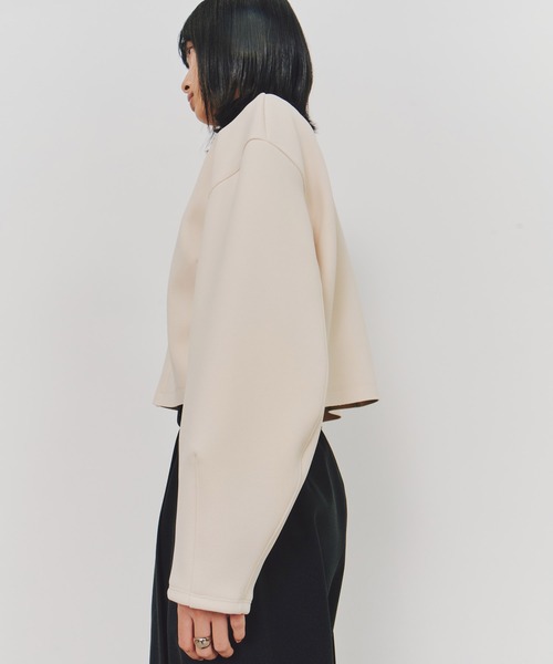 UNITED TOKYO（ユナイテッドトウキョウ）の「【残りわずか！】ボンディングカットプルオーバー｜ウォッシャブル/スウェット/春服（スウェット・レディース・アイボリー/ブラック/オレンジ・FREE）」の6枚目の写真