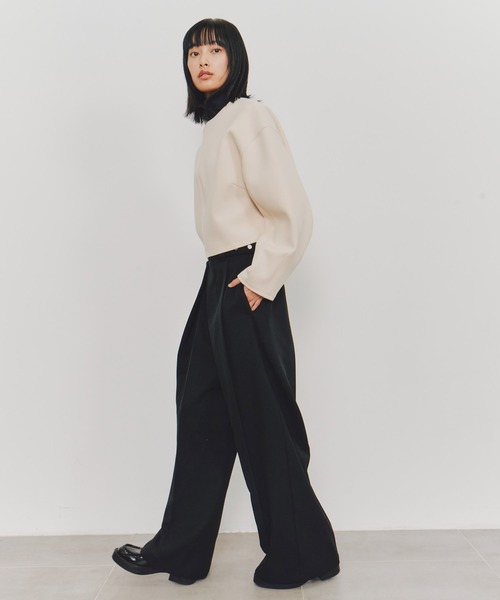 UNITED TOKYO（ユナイテッドトウキョウ）の「【残りわずか！】ボンディングカットプルオーバー｜ウォッシャブル/スウェット/春服（スウェット・レディース・アイボリー/ブラック/オレンジ・FREE）」の22枚目の写真