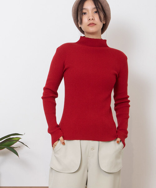 POU DOU DOU（プードゥドゥ）の「シアバターハイネックリブニット（ニット/セーター・レディース・ブラック/ブルー/レッド/オートミール・M）」の6枚目の写真