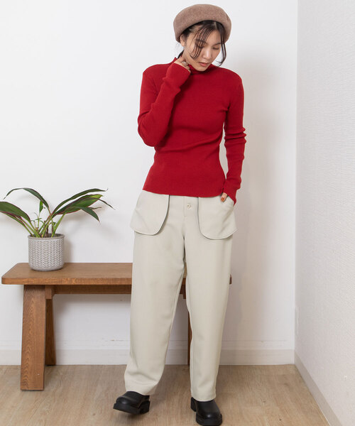 POU DOU DOU（プードゥドゥ）の「シアバターハイネックリブニット（ニット/セーター・レディース・ブラック/ブルー/レッド/オートミール・M）」の8枚目の写真