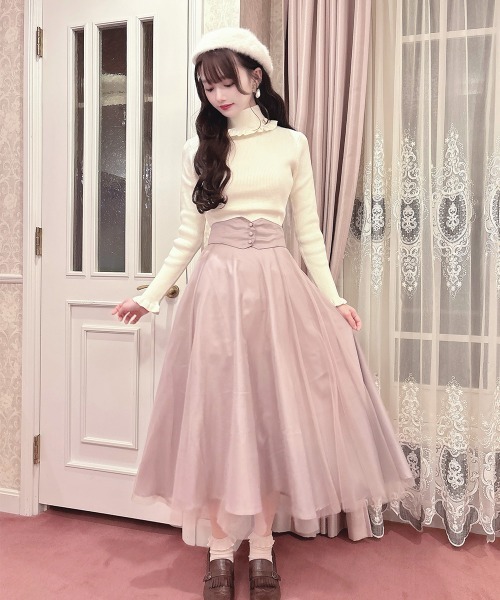 葡萄モチーフ付きニット （セール】ローズモチーフ付きタートルニット  