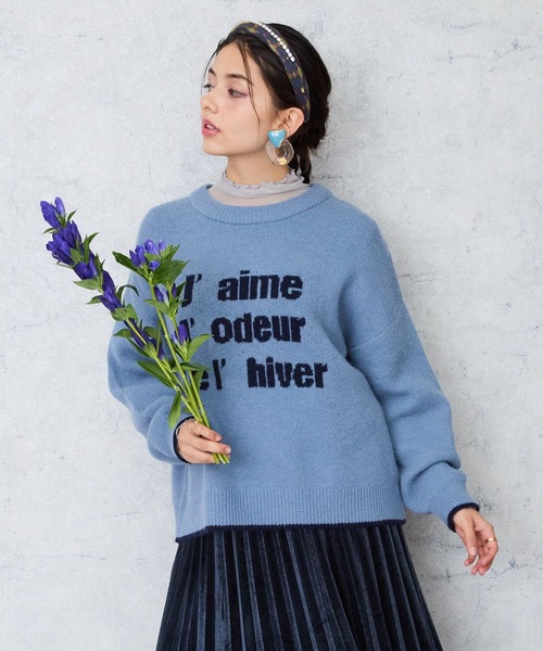 JETSET SOLO PLUS （ジェットセットソロプラス）の「【FONT LAB】配色ロゴニット（ニット/セーター・レディース・ブルー/ネイビー/チャコール・FREE）」の3枚目の写真