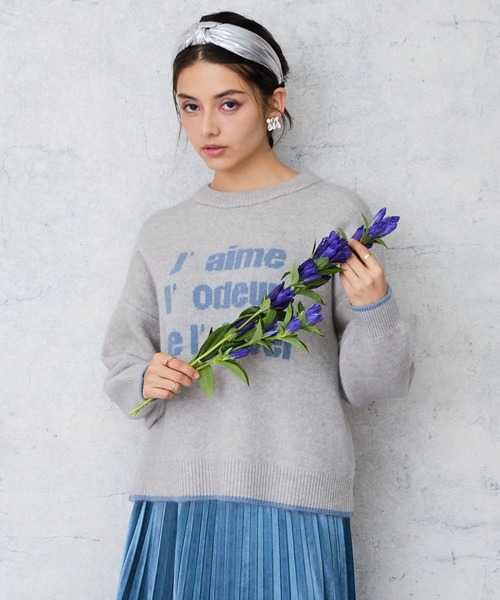 JETSET SOLO PLUS （ジェットセットソロプラス）の「【FONT LAB】配色ロゴニット（ニット/セーター・レディース・ブルー/ネイビー/チャコール・FREE）」の2枚目の写真