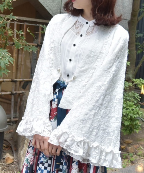 axes femme（アクシーズファム）の「起毛レース姫袖風ボレロ