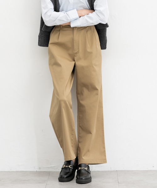 OUTIL made in japan W32 ベージュ ワイドストレートチノ チノワイドストレート（股下68cm）（チノパンツ）｜Honeys