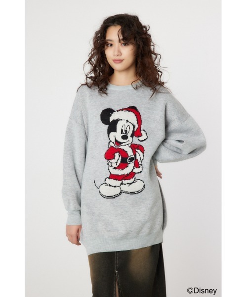 RODEO CROWNS WIDE BOWL（ロデオクラウンズワイドボウル）の「(MICKEY)チュニックニットワンピース（ワンピース・レディース・グレー×ホワイト・FREE）」の2枚目の写真