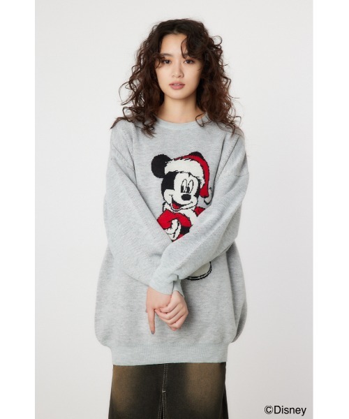 RODEO CROWNS WIDE BOWL（ロデオクラウンズワイドボウル）の「(MICKEY)チュニックニットワンピース（ワンピース・レディース・グレー×ホワイト・FREE）」の3枚目の写真