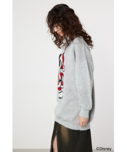 RODEO CROWNS WIDE BOWL（ロデオクラウンズワイドボウル）の「(MICKEY)チュニックニットワンピース（ワンピース・レディース・グレー×ホワイト・FREE）」の4枚目の写真