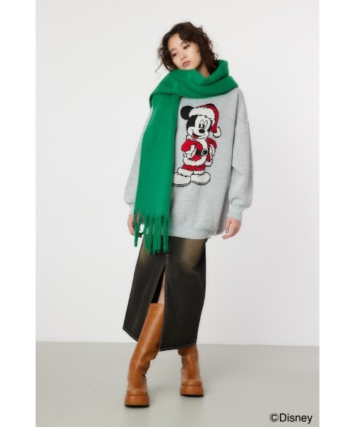 RODEO CROWNS WIDE BOWL（ロデオクラウンズワイドボウル）の「(MICKEY)チュニックニットワンピース（ワンピース・レディース・グレー×ホワイト・FREE）」の6枚目の写真