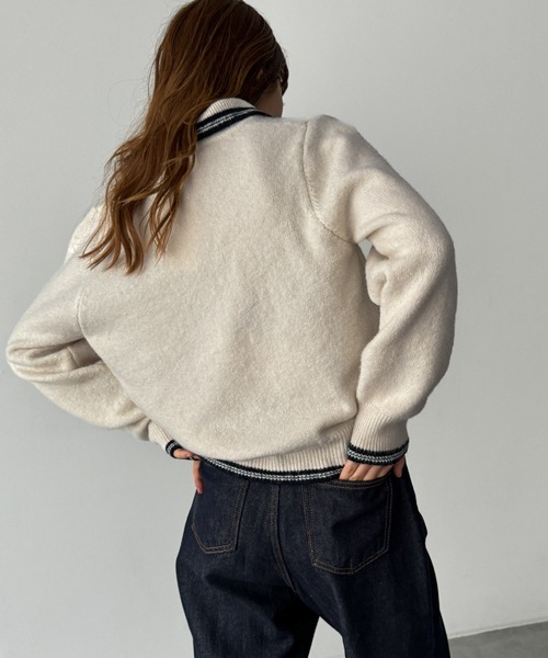 CANAL JEAN El mar ポロ襟ボーダーニット グレー キャナルジーン CANAL JEAN El mar ポロ襟ボーダーニット
