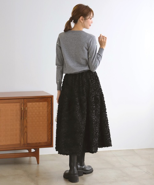 MERAKI(メラキ)の「小花刺繍カーディガン(カーディガン/ボレロ・レディース・グレー・L/M)」の3枚目の写真