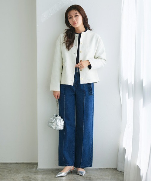 MAX MARA ✨シャツ　ブラウス　フリル　ボタン　ピンタック　モカ セール】ゴールドボタンフリルハイネックブラウス（シャツ