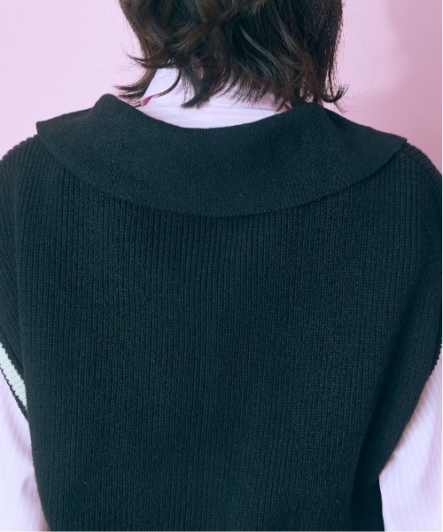 marun(マルン)の「<大きいサイズ>ねこ刺しゅうニットベスト marun(ベスト・レディース・アイボリー/ブラック・L/LL/3L/4L/5L)」の12枚目の写真