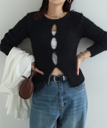 バックコンシャスフェザーリブニットトップス