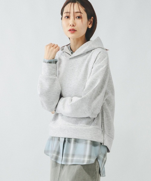 GLOBAL WORK（グローバルワーク）の「ライトクッション裾ZIPパーカー/147629（パーカー・レディース・グレイッシュベージュ/ブラック/ライトイエロー/杢グレー・MEDIUM/REGULAR/LARGE）」の12枚目の写真