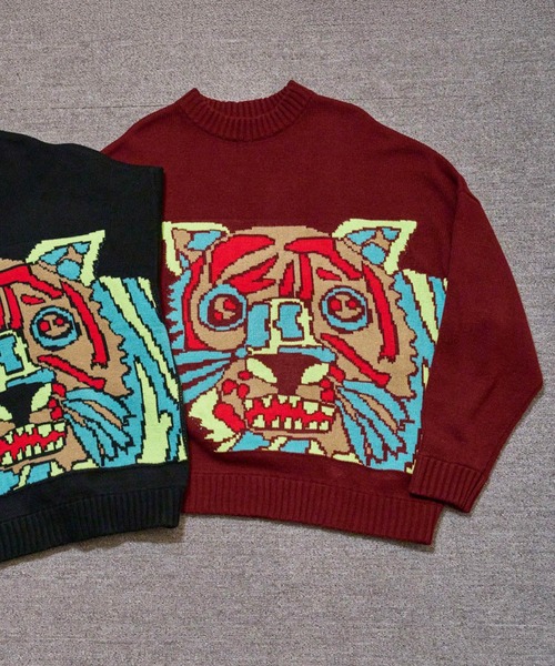Canaco_（カナコ）の「canaco_xyumasuda TIGER PULLOVER KNIT（ニット/セーター・レディース・ブラック/ワイン・FREE）」の2枚目の写真