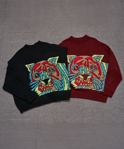 Canaco_（カナコ）の「canaco_xyumasuda TIGER PULLOVER KNIT（ニット/セーター・レディース・ブラック/ワイン・FREE）」の4枚目の写真