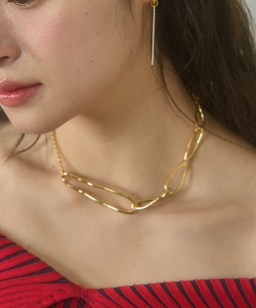 h.. アシンメトリーチェーン チョーカーネックレス　ゴールド link】アシンメトリーチェーンチョーカーネックレス gold – h