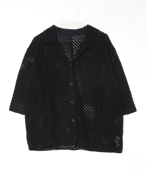 wee9s（ウィークス）の「vacances mesh shirt / バカンスメッシュシャツ（シャツ/ブラウス・レディース・ブラック/アイボリー・FREE）」の4枚目の写真