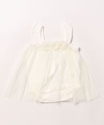 KP（ケーピー）の「チュールフラワー付きドットチュールロンパース(Free)（ロンパース）」