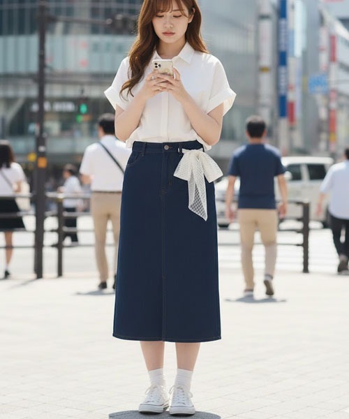 urge:(アージコロン )の「【URGE:】デニム タイトロングスカート(デニムスカート・レディース・ライトブルー/ブラック/ブルー/ホワイト/チャコールグレー/ワンウォッシュ・SMALL/MEDIUM/LARGE/X-LARGE)」の6枚目の写真