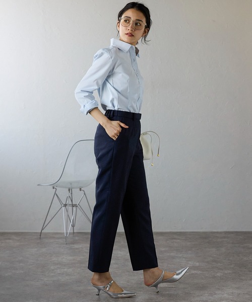 etre pret(エトレプレ)の「シャドーストライプ 長袖レギュラーカラーシャツ(ビジネスシャツ・レディース・ホワイト/ピンク/ブルー・9号/13号/5号/7号/15号/11号)」の8枚目の写真