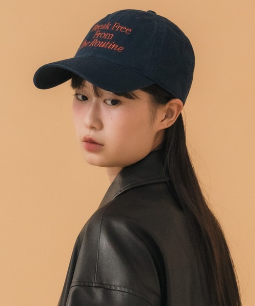 セール】ロゴ刺繍キャップ/韓国 ネイビー ブラウン レッド エンブロイ