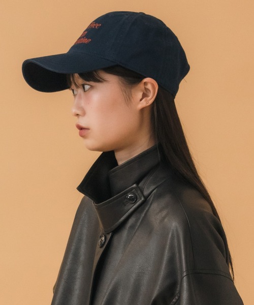 セール】ロゴ刺繍キャップ/韓国 ネイビー ブラウン レッド エンブロイ