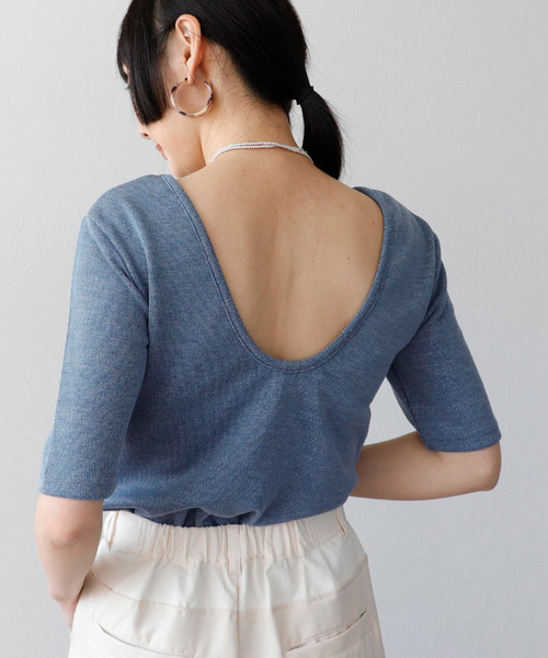 Three Four Time（ｽﾘｰﾌｫｰﾀｲﾑ）の「ラメテレコカップイン五分袖プルオーバー（Tシャツ/カットソー・レディース・ライム/ブラック/ブルーグレー/オフホワイト・FREE）」の17枚目の写真