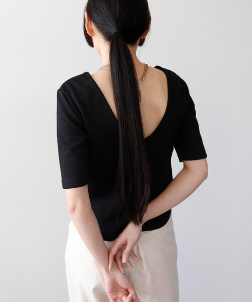 Three Four Time（ｽﾘｰﾌｫｰﾀｲﾑ）の「ラメテレコカップイン五分袖プルオーバー（Tシャツ/カットソー・レディース・ライム/ブラック/ブルーグレー/オフホワイト・FREE）」の19枚目の写真