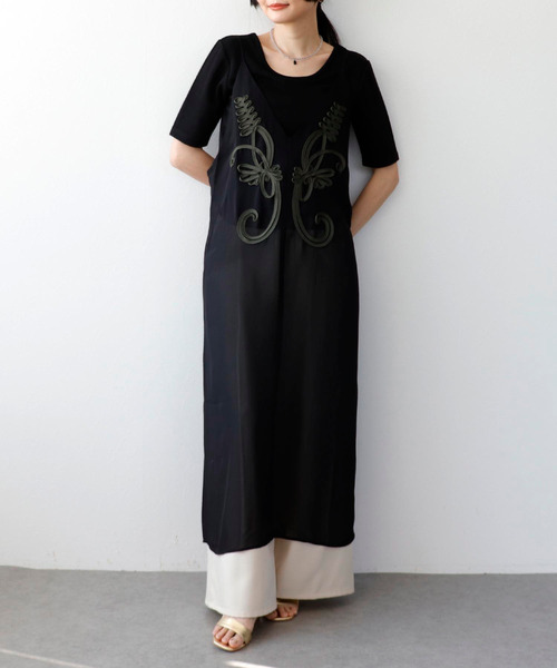 Three Four Time（ｽﾘｰﾌｫｰﾀｲﾑ）の「ラメテレコカップイン五分袖プルオーバー（Tシャツ/カットソー・レディース・ライム/ブラック/ブルーグレー/オフホワイト・FREE）」の21枚目の写真